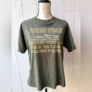 Vintage Anvil Forest Green Size Medium Pikes Peak Colorado Graphic Tourist Tee